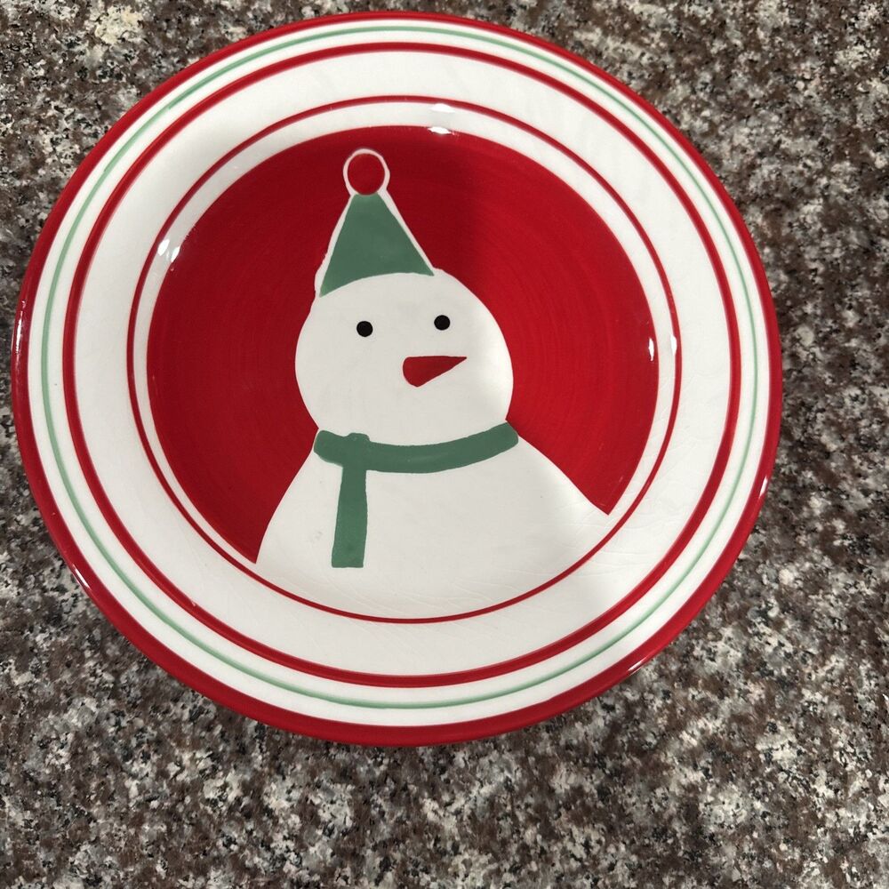 St. Nicholas Square Candy Greetings Snowman Plate Cookies 4 Santa Salad  9”